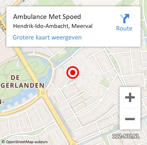 Locatie op kaart van de 112 melding: Ambulance Met Spoed Naar Hendrik-Ido-Ambacht, Meerval op 5 mei 2023 16:20