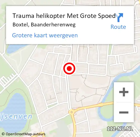 Locatie op kaart van de 112 melding: Trauma helikopter Met Grote Spoed Naar Boxtel, Baanderherenweg op 5 mei 2023 16:23