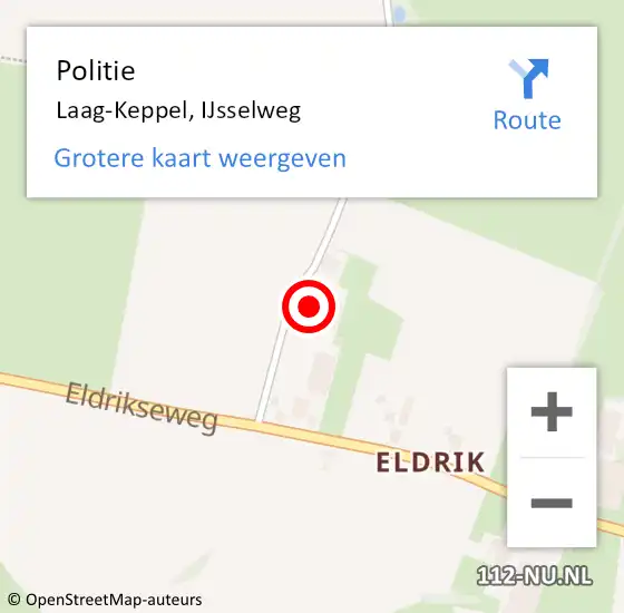 Locatie op kaart van de 112 melding: Politie Laag-Keppel, IJsselweg op 5 mei 2023 16:29