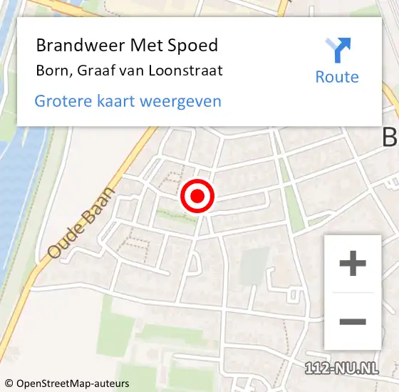 Locatie op kaart van de 112 melding: Brandweer Met Spoed Naar Born, Graaf van Loonstraat op 5 mei 2023 16:35