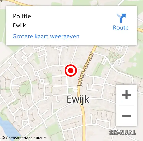 Locatie op kaart van de 112 melding: Politie Ewijk op 5 mei 2023 16:50