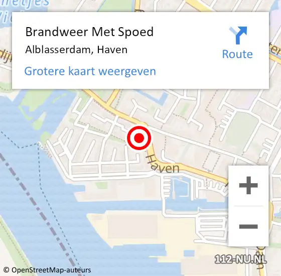 Locatie op kaart van de 112 melding: Brandweer Met Spoed Naar Alblasserdam, Haven op 5 mei 2023 17:21