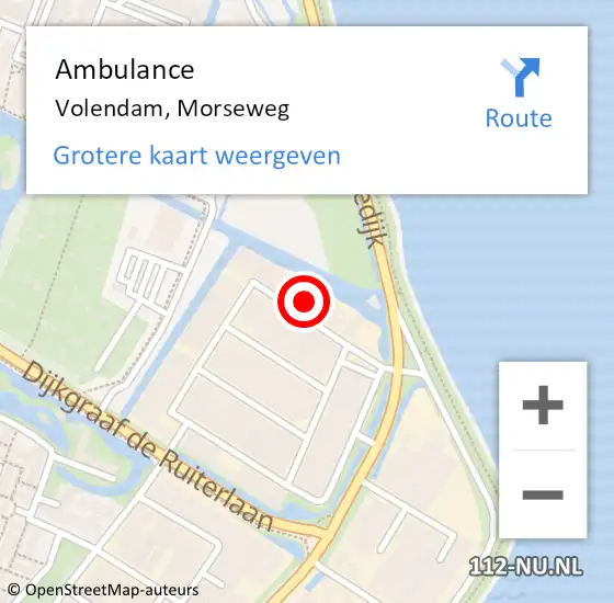Locatie op kaart van de 112 melding: Ambulance Volendam, Morseweg op 5 mei 2023 18:15