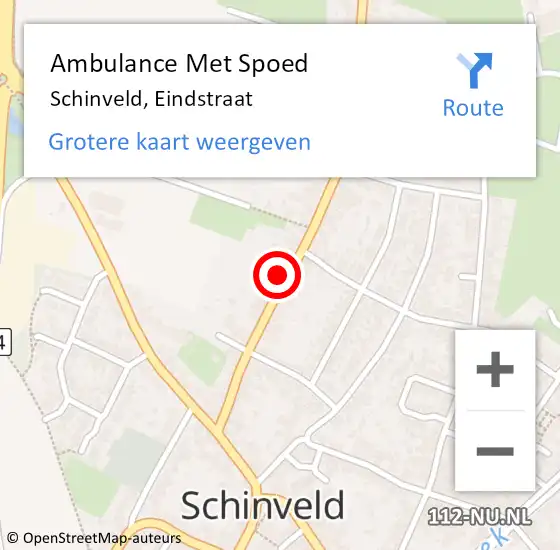 Locatie op kaart van de 112 melding: Ambulance Met Spoed Naar Schinveld, Eindstraat op 24 augustus 2014 14:29