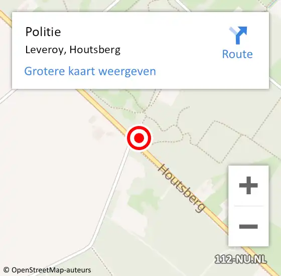 Locatie op kaart van de 112 melding: Politie Leveroy, Houtsberg op 5 mei 2023 19:10