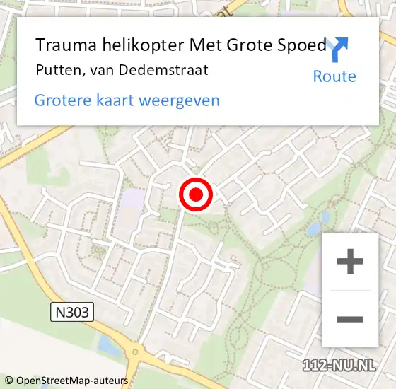 Locatie op kaart van de 112 melding: Trauma helikopter Met Grote Spoed Naar Putten, van Dedemstraat op 5 mei 2023 19:22