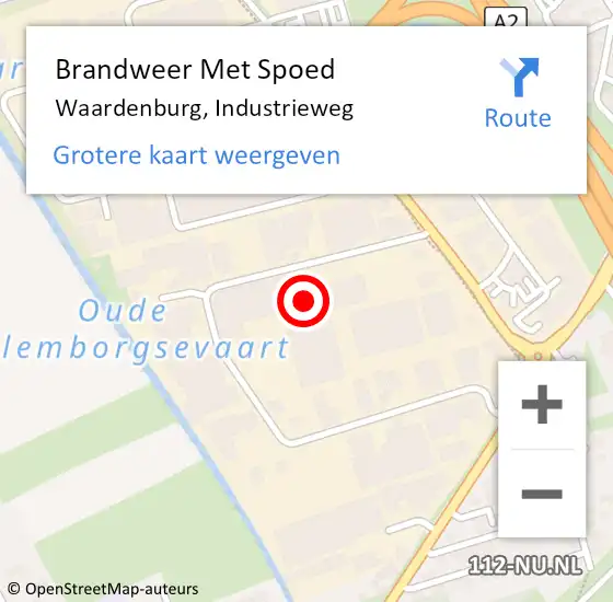 Locatie op kaart van de 112 melding: Brandweer Met Spoed Naar Waardenburg, Industrieweg op 5 mei 2023 19:26