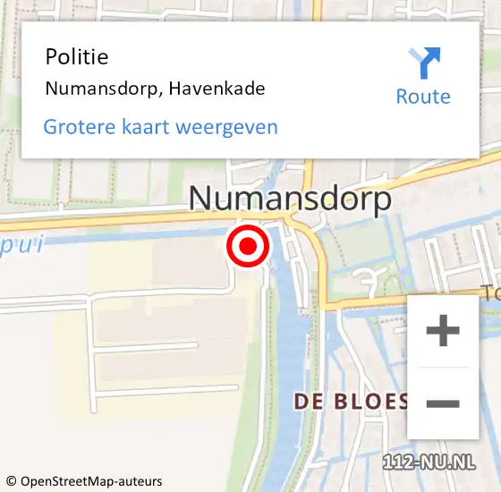 Locatie op kaart van de 112 melding: Politie Numansdorp, Havenkade op 5 mei 2023 19:27