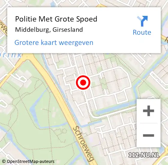 Locatie op kaart van de 112 melding: Politie Met Grote Spoed Naar Middelburg, Girsesland op 5 mei 2023 20:04