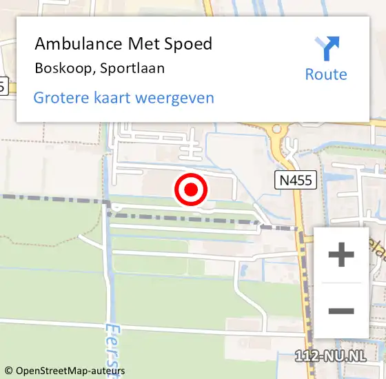 Locatie op kaart van de 112 melding: Ambulance Met Spoed Naar Boskoop, Sportlaan op 5 mei 2023 20:27