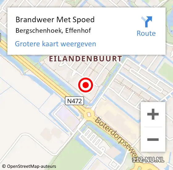 Locatie op kaart van de 112 melding: Brandweer Met Spoed Naar Bergschenhoek, Effenhof op 5 mei 2023 21:14