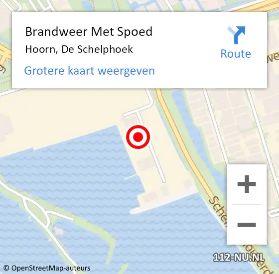 Locatie op kaart van de 112 melding: Brandweer Met Spoed Naar Hoorn, De Schelphoek op 5 mei 2023 21:22