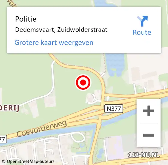 Locatie op kaart van de 112 melding: Politie Dedemsvaart, Zuidwolderstraat op 5 mei 2023 21:30