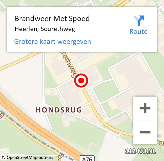 Locatie op kaart van de 112 melding: Brandweer Met Spoed Naar Heerlen, Sourethweg op 5 mei 2023 22:32
