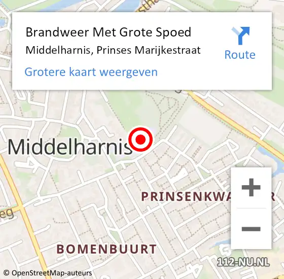 Locatie op kaart van de 112 melding: Brandweer Met Grote Spoed Naar Middelharnis, Prinses Marijkestraat op 5 mei 2023 22:38