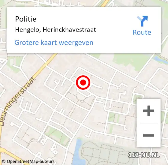 Locatie op kaart van de 112 melding: Politie Hengelo, Herinckhavestraat op 5 mei 2023 23:20