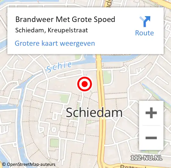 Locatie op kaart van de 112 melding: Brandweer Met Grote Spoed Naar Schiedam, Kreupelstraat op 5 mei 2023 23:30