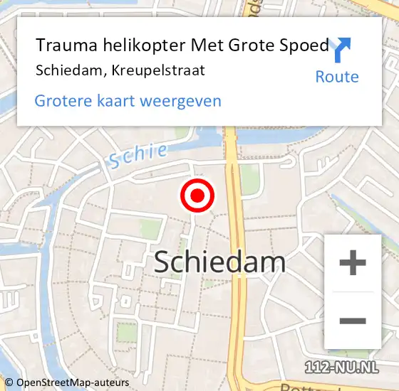 Locatie op kaart van de 112 melding: Trauma helikopter Met Grote Spoed Naar Schiedam, Kreupelstraat op 5 mei 2023 23:33