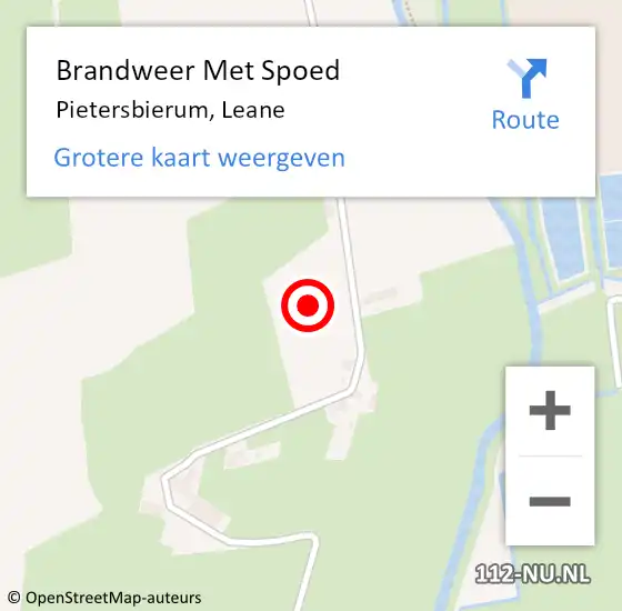 Locatie op kaart van de 112 melding: Brandweer Met Spoed Naar Pietersbierum, Leane op 5 mei 2023 23:38