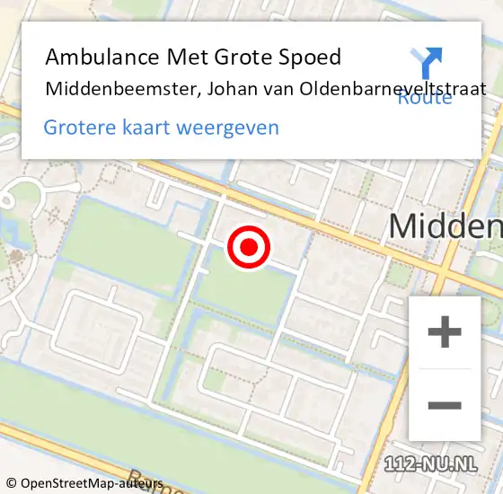 Locatie op kaart van de 112 melding: Ambulance Met Grote Spoed Naar Middenbeemster, Johan van Oldenbarneveltstraat op 5 mei 2023 23:38