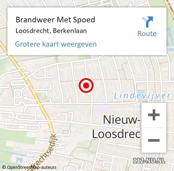 Locatie op kaart van de 112 melding: Brandweer Met Spoed Naar Loosdrecht, Berkenlaan op 6 mei 2023 00:07