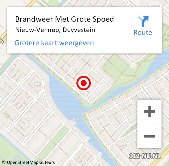 Locatie op kaart van de 112 melding: Brandweer Met Grote Spoed Naar Nieuw-Vennep, Duyvestein op 6 mei 2023 01:31