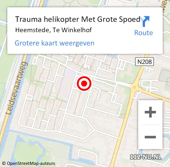 Locatie op kaart van de 112 melding: Trauma helikopter Met Grote Spoed Naar Heemstede, Te Winkelhof op 6 mei 2023 03:14