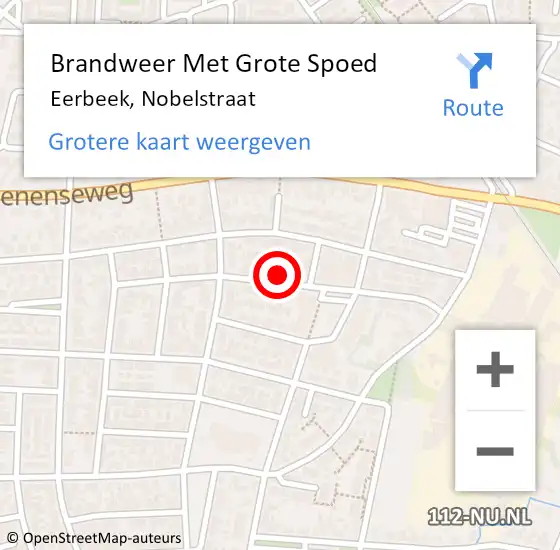 Locatie op kaart van de 112 melding: Brandweer Met Grote Spoed Naar Eerbeek, Nobelstraat op 6 mei 2023 04:22