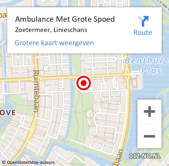 Locatie op kaart van de 112 melding: Ambulance Met Grote Spoed Naar Zoetermeer, Linieschans op 6 mei 2023 04:34