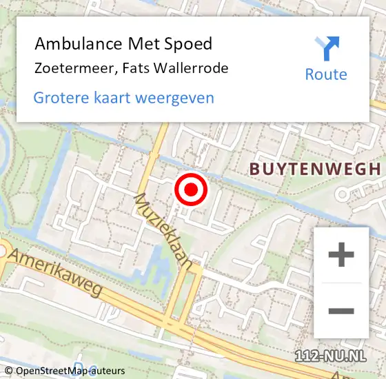 Locatie op kaart van de 112 melding: Ambulance Met Spoed Naar Zoetermeer, Fats Wallerrode op 6 mei 2023 05:56