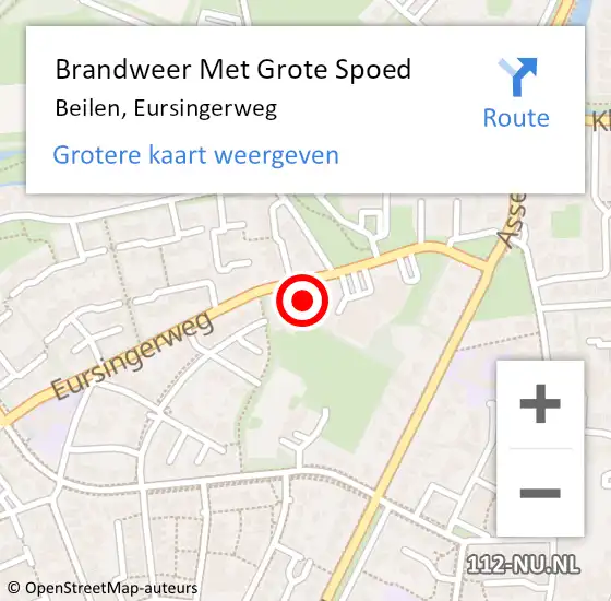 Locatie op kaart van de 112 melding: Brandweer Met Grote Spoed Naar Beilen, Eursingerweg op 24 augustus 2014 15:18