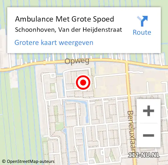 Locatie op kaart van de 112 melding: Ambulance Met Grote Spoed Naar Schoonhoven, Van der Heijdenstraat op 6 mei 2023 07:02