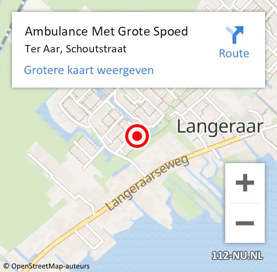 Locatie op kaart van de 112 melding: Ambulance Met Grote Spoed Naar Ter Aar, Schoutstraat op 6 mei 2023 07:34