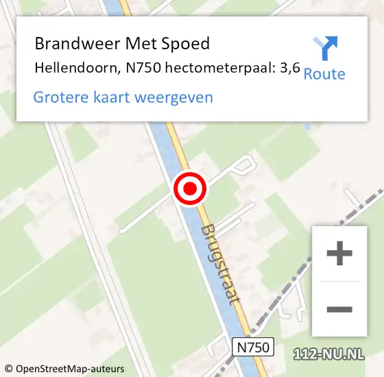 Locatie op kaart van de 112 melding: Brandweer Met Spoed Naar Hellendoorn, N750 hectometerpaal: 3,6 op 6 mei 2023 07:35