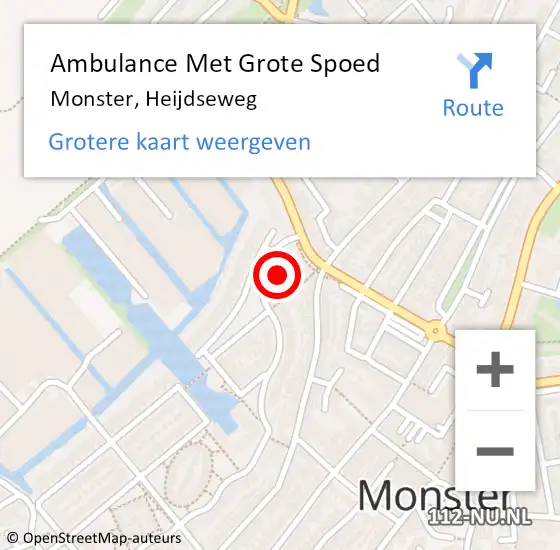 Locatie op kaart van de 112 melding: Ambulance Met Grote Spoed Naar Monster, Heijdseweg op 6 mei 2023 07:43