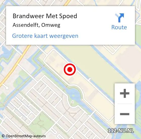 Locatie op kaart van de 112 melding: Brandweer Met Spoed Naar Assendelft, Omweg op 6 mei 2023 07:52