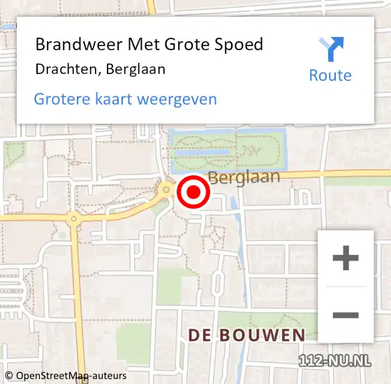 Locatie op kaart van de 112 melding: Brandweer Met Grote Spoed Naar Drachten, Berglaan op 6 mei 2023 08:07