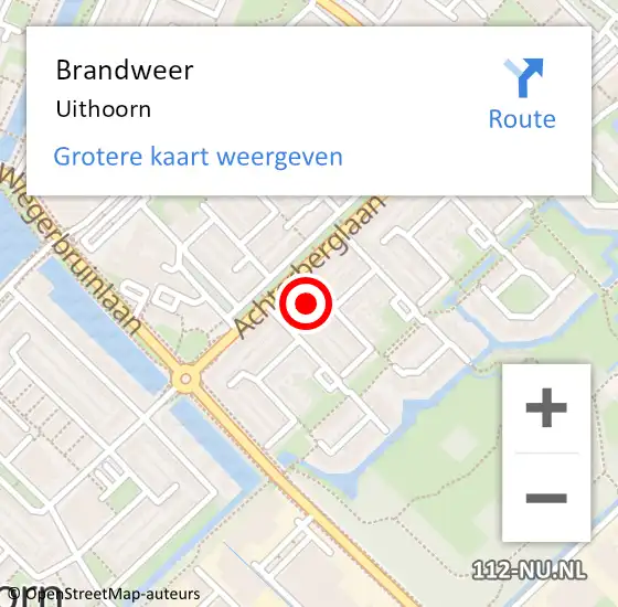 Locatie op kaart van de 112 melding: Brandweer Uithoorn op 6 mei 2023 08:31