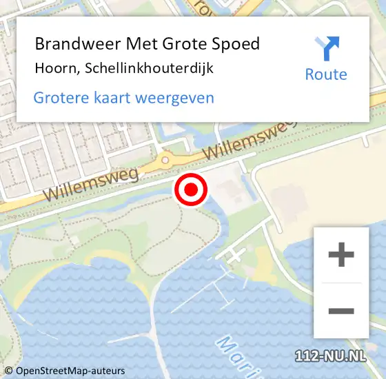 Locatie op kaart van de 112 melding: Brandweer Met Grote Spoed Naar Hoorn, Schellinkhouterdijk op 6 mei 2023 09:35