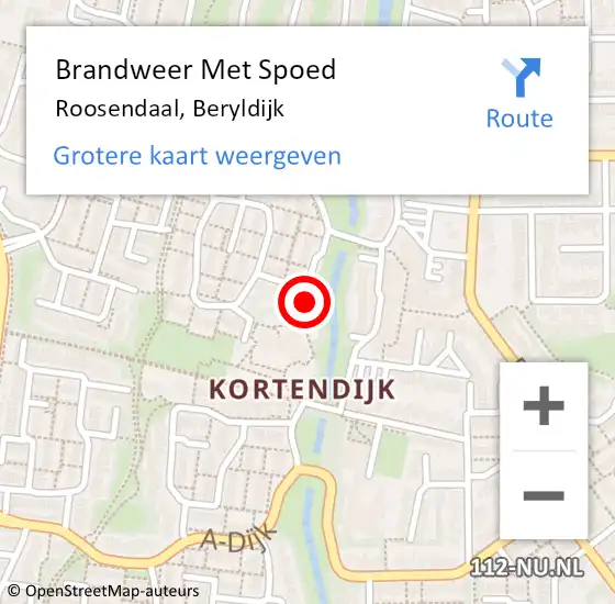 Locatie op kaart van de 112 melding: Brandweer Met Spoed Naar Roosendaal, Beryldijk op 6 mei 2023 09:38