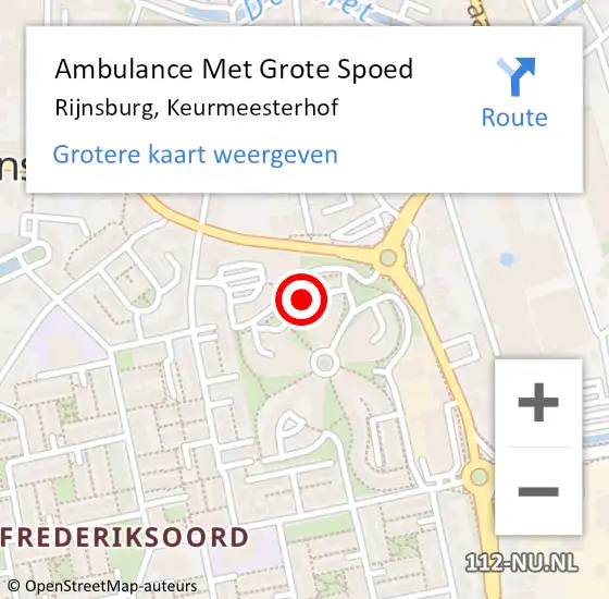 Locatie op kaart van de 112 melding: Ambulance Met Grote Spoed Naar Rijnsburg, Keurmeesterhof op 6 mei 2023 09:57