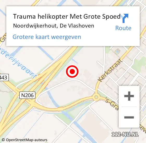 Locatie op kaart van de 112 melding: Trauma helikopter Met Grote Spoed Naar Noordwijkerhout, De Vlashoven op 6 mei 2023 10:01