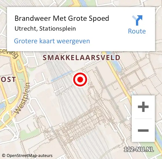 Locatie op kaart van de 112 melding: Brandweer Met Grote Spoed Naar Utrecht, Stationsplein op 6 mei 2023 10:02