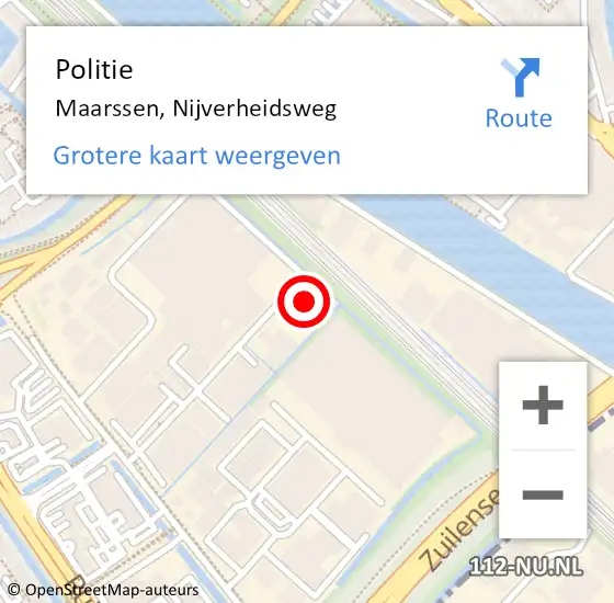 Locatie op kaart van de 112 melding: Politie Maarssen, Nijverheidsweg op 6 mei 2023 10:05