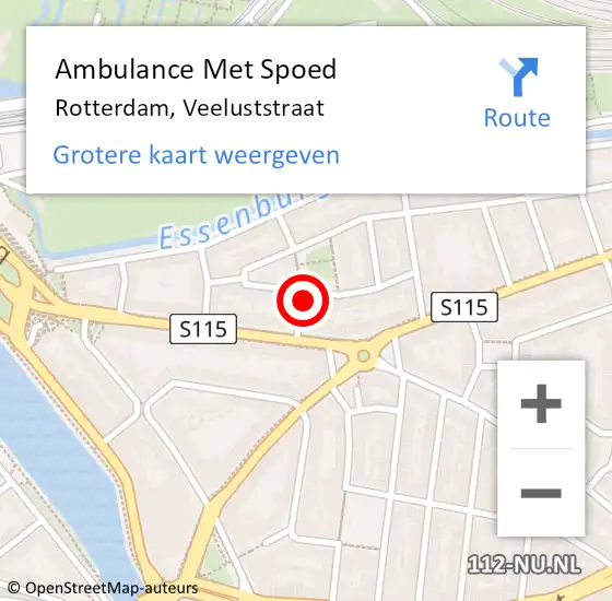Locatie op kaart van de 112 melding: Ambulance Met Spoed Naar Rotterdam, Veeluststraat op 6 mei 2023 10:26