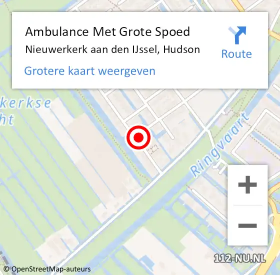 Locatie op kaart van de 112 melding: Ambulance Met Grote Spoed Naar Nieuwerkerk aan den IJssel, Hudson op 6 mei 2023 10:29