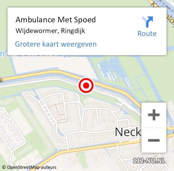 Locatie op kaart van de 112 melding: Ambulance Met Spoed Naar Wijdewormer, Ringdijk op 6 mei 2023 10:33