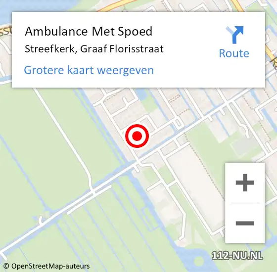 Locatie op kaart van de 112 melding: Ambulance Met Spoed Naar Streefkerk, Graaf Florisstraat op 6 mei 2023 10:38