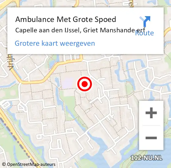 Locatie op kaart van de 112 melding: Ambulance Met Grote Spoed Naar Capelle aan den IJssel, Griet Manshande erf op 6 mei 2023 10:56