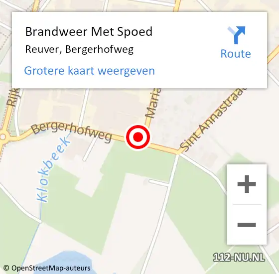 Locatie op kaart van de 112 melding: Brandweer Met Spoed Naar Reuver, Bergerhofweg op 6 mei 2023 10:59